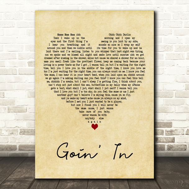 Tom Zanetti Goin' In Vintage Heart Decorative Wall Art Gift Song Lyric Print