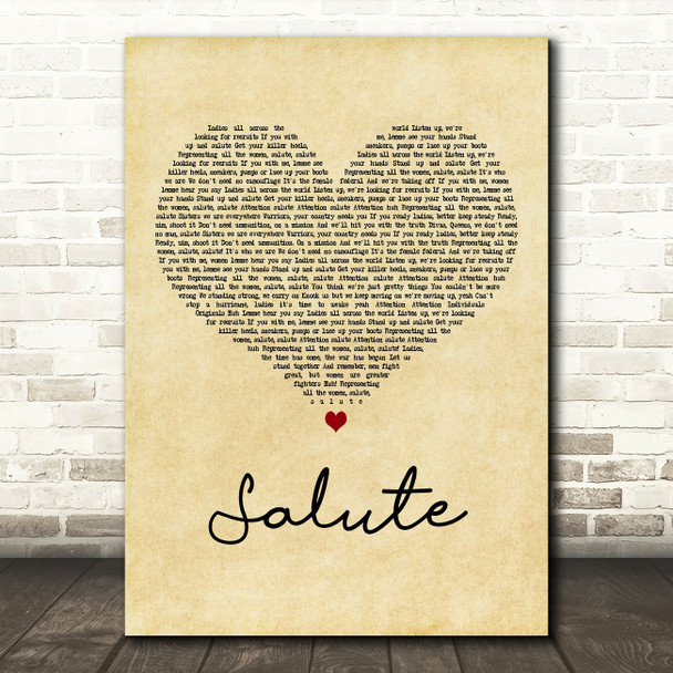 Little Mix Salute Vintage Heart Decorative Wall Art Gift Song Lyric Print