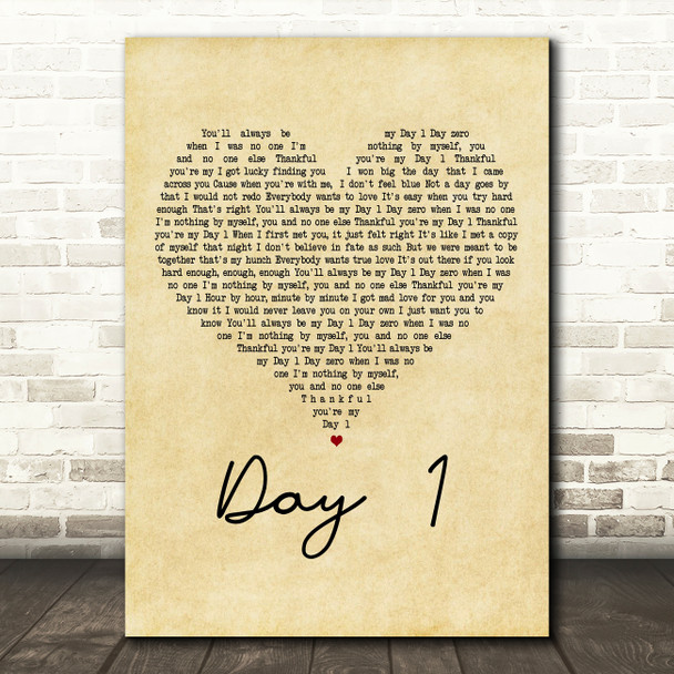 HONNE Day 1 Vintage Heart Decorative Wall Art Gift Song Lyric Print