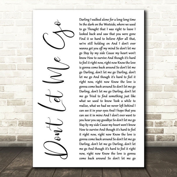 Armin Van Buuren Don't Let Me Go White Script Decorative Wall Art Gift Song Lyric Print