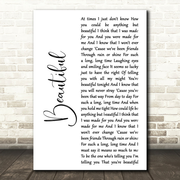 Gordon Lightfoot Beautiful White Script Decorative Wall Art Gift Song Lyric Print