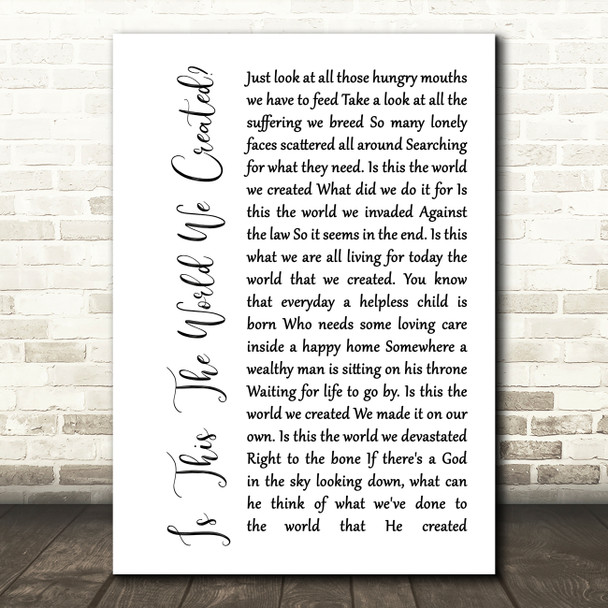 Queen Is This The World We Created White Script Decorative Gift Song Lyric Print
