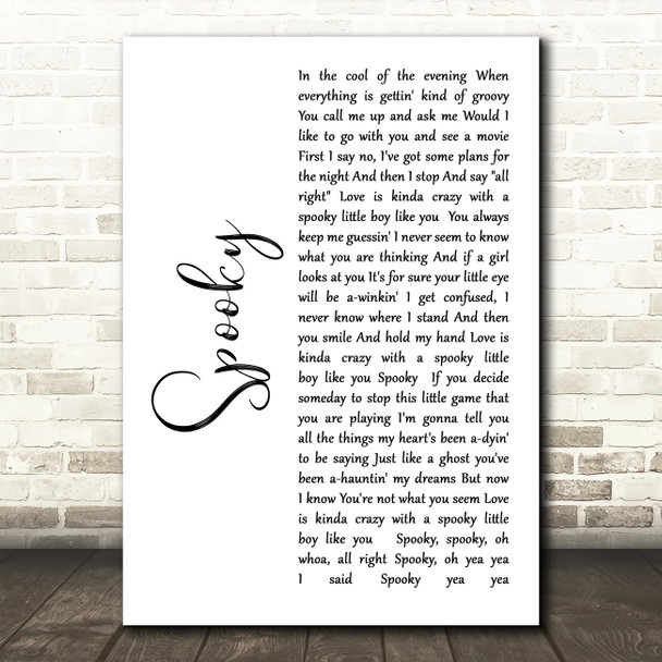 Dust Springfield Spooky White Script Decorative Wall Art Gift Song Lyric Print