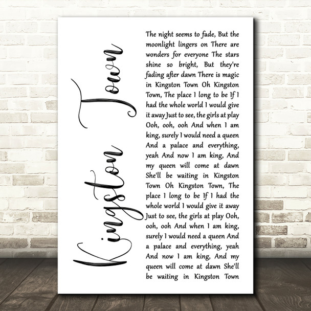 UB40 Kingston Town White Script Decorative Wall Art Gift Song Lyric Print