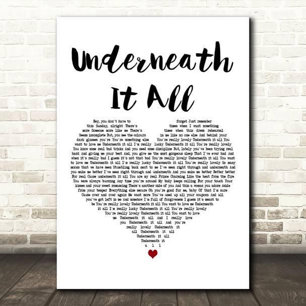 No Doubt feat. Lady Saw Underneath It All White Heart Decorative Wall Art Gift Song Lyric Print