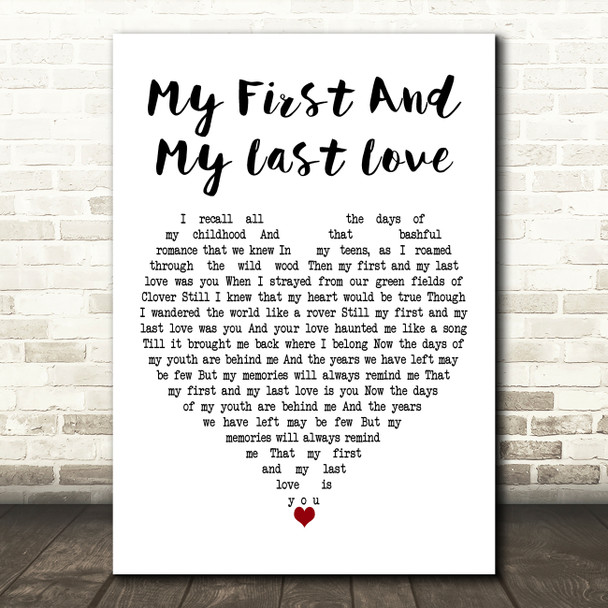 Bill Kenny My First And My Last Love White Heart Decorative Wall Art Gift Song Lyric Print