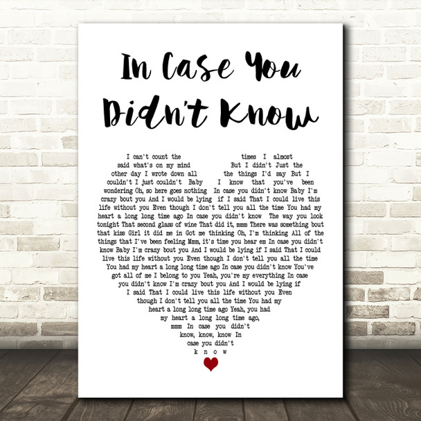 Boyce Avenue In Case You Didnt Know White Heart Decorative Wall Art Gift Song Lyric Print