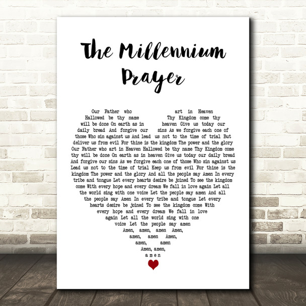 Cliff Richard The Millennium Prayer White Heart Decorative Wall Art Gift Song Lyric Print