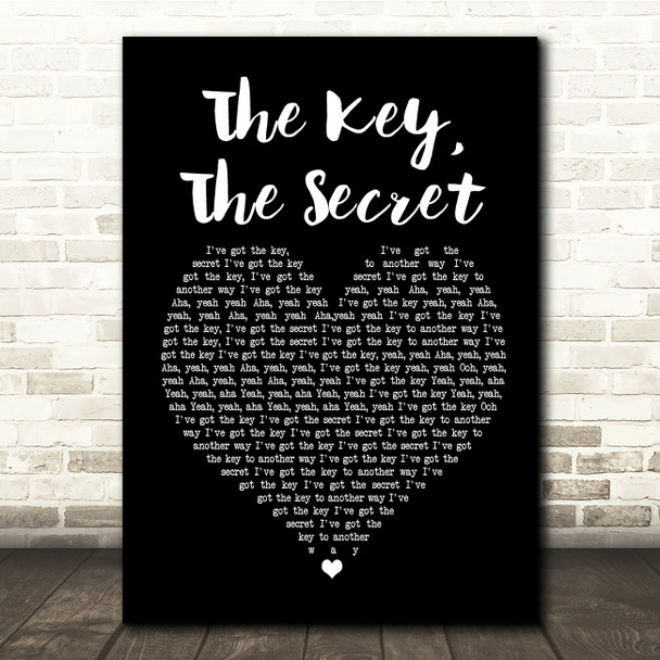 Urban Cookie Collective The Key, The Secret Black Heart Song Lyric Quote Print