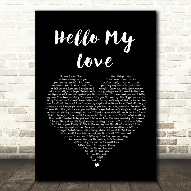 Westlife Hello My Love Black Heart Song Lyric Quote Print