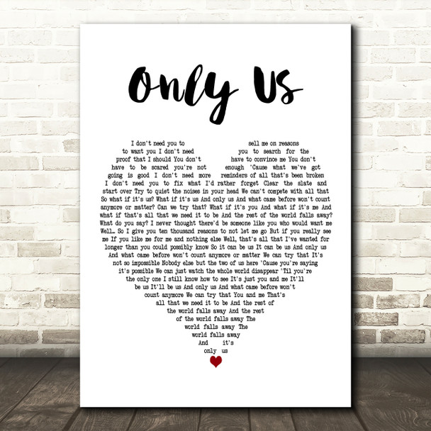 Laura Dreyfuss & Ben Platt Only Us White Heart Decorative Wall Art Gift Song Lyric Print