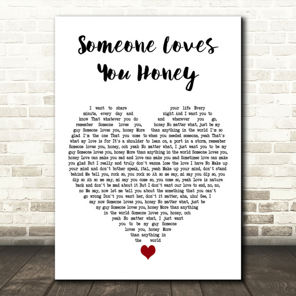JC Lodge Someone Loves You Honey White Heart Decorative Wall Art Gift Song Lyric Print