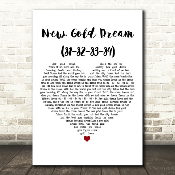 Simple Minds New Gold Dream (81-82-83-84) White Heart Decorative Gift Song Lyric Print