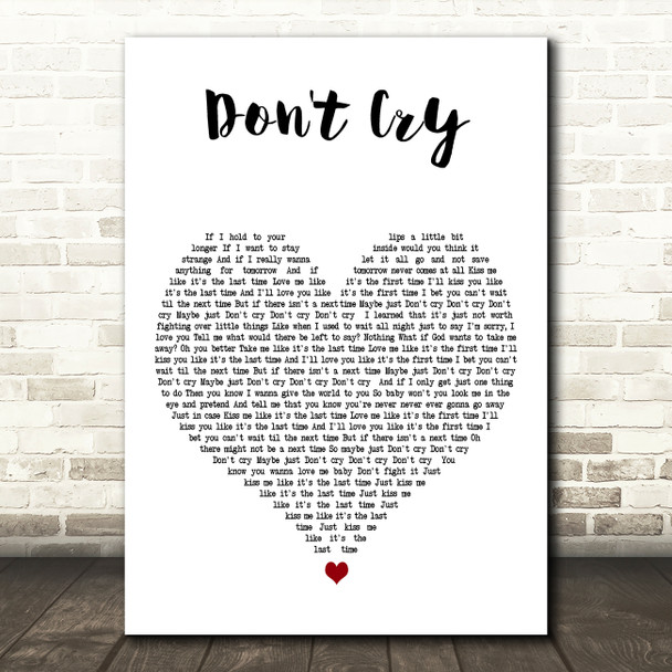 New Kids On The Block Don't Cry White Heart Decorative Wall Art Gift Song Lyric Print