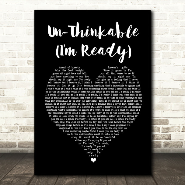 Alicia Keys Un-Thinkable (I'm Ready) Black Heart Song Lyric Quote Print