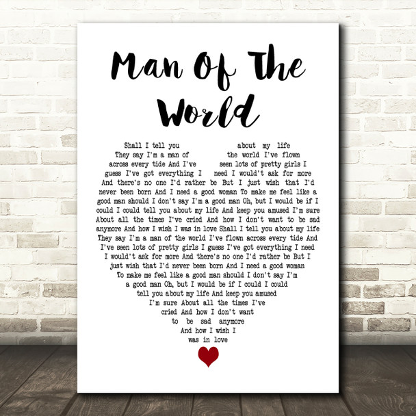Fleetwood Mac Man Of The World White Heart Decorative Wall Art Gift Song Lyric Print