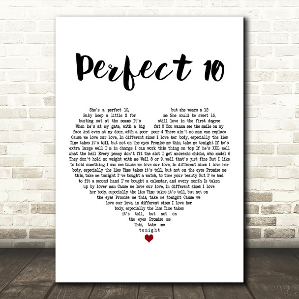 The Beautiful South Perfect 10 White Heart Decorative Wall Art Gift Song Lyric Print