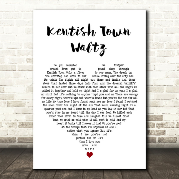 Imelda May Kentish Town Waltz White Heart Decorative Wall Art Gift Song Lyric Print