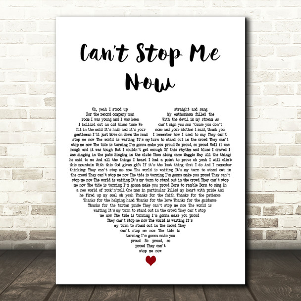 Rod Stewart Cant Stop Me Now White Heart Decorative Wall Art Gift Song Lyric Print