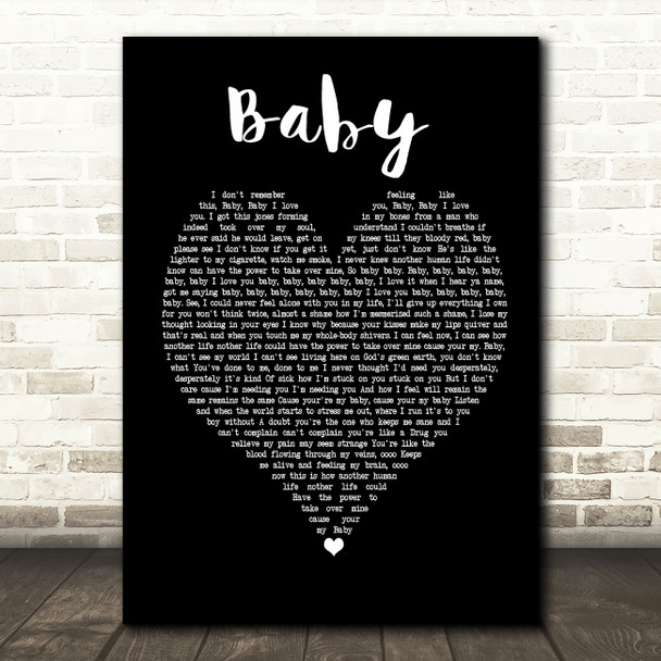 Ashanti Baby Black Heart Song Lyric Quote Print