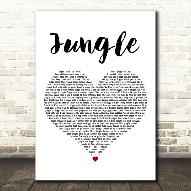 A Boogie Wit Da Hoodie Jungle White Heart Decorative Wall Art Gift Song Lyric Print