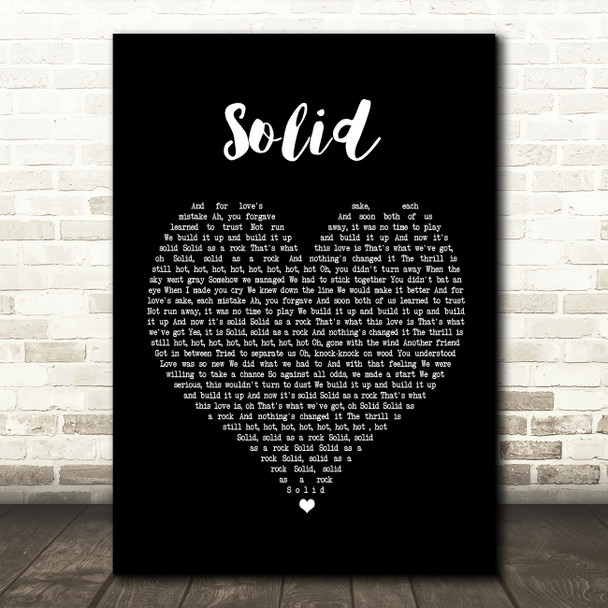 Ashford and Simpson Solid Black Heart Song Lyric Quote Print