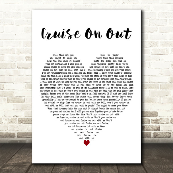 Rory Gallagher Cruise On Out White Heart Decorative Wall Art Gift Song Lyric Print
