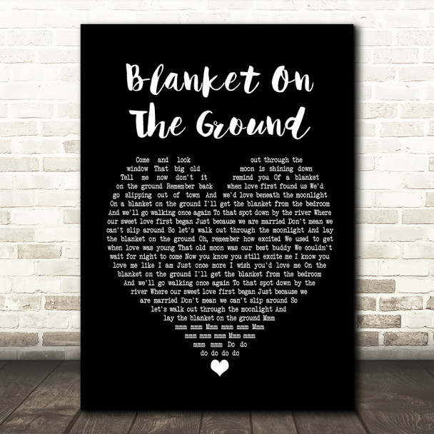 Billie Jo Spears Blanket On The Ground Black Heart Song Lyric Quote Print