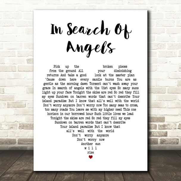 Runrig In Search Of Angels White Heart Decorative Wall Art Gift Song Lyric Print