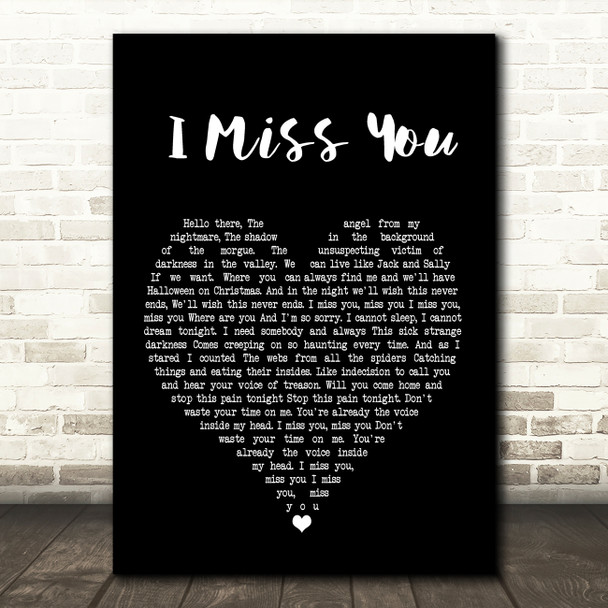 Blink-182 I Miss You Black Heart Song Lyric Quote Print