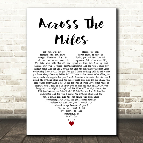 Survivor Across The Miles White Heart Decorative Wall Art Gift Song Lyric Print