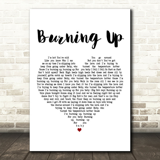 Jonas Brothers Burning Up White Heart Decorative Wall Art Gift Song Lyric Print