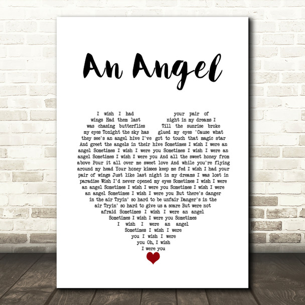 The Kelly Family An Angel White Heart Decorative Wall Art Gift Song Lyric Print