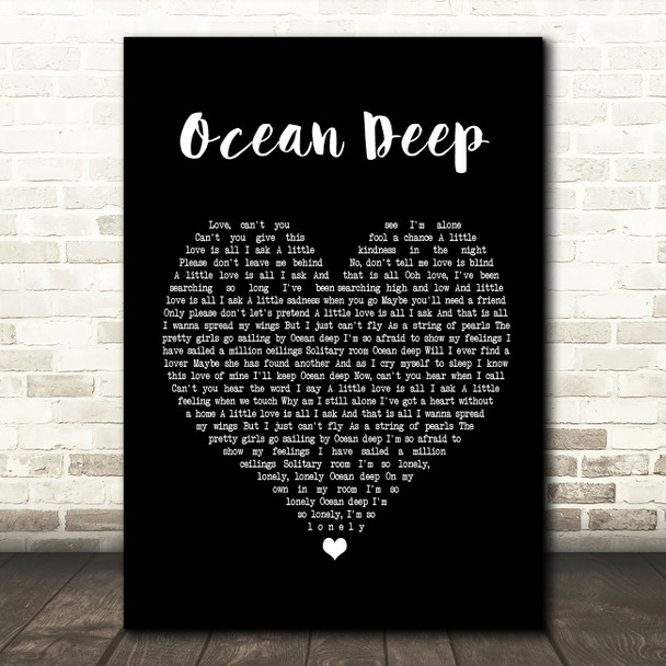 Cliff Richard Ocean Deep Black Heart Song Lyric Quote Print