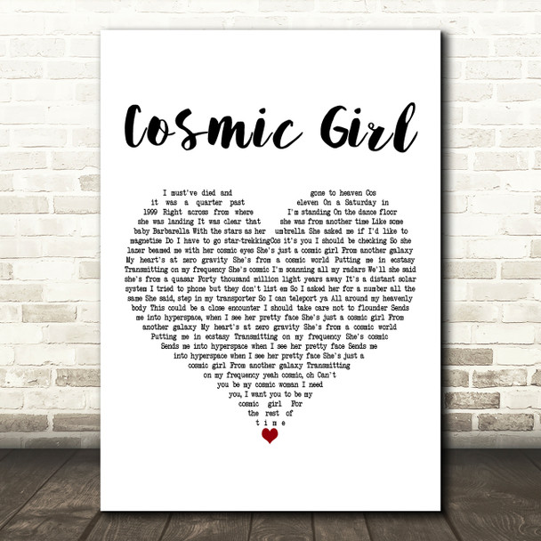 Jamiroquai Cosmic Girl White Heart Decorative Wall Art Gift Song Lyric Print