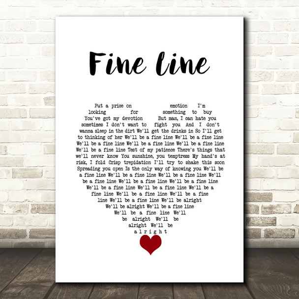 Harry Styles Fine Line White Heart Decorative Wall Art Gift Song Lyric Print