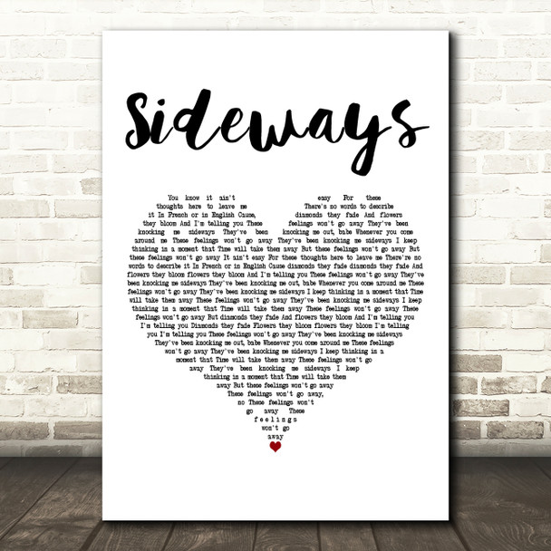 Citizen Cope Sideways White Heart Decorative Wall Art Gift Song Lyric Print