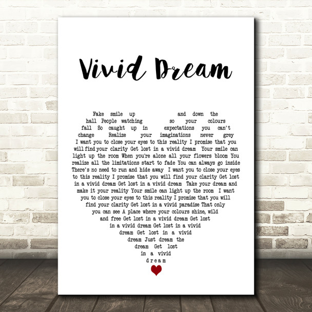 Ruby Jay Vivid Dream White Heart Decorative Wall Art Gift Song Lyric Print