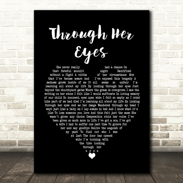 Dream Theater Through Her Eyes Black Heart Song Lyric Quote Print