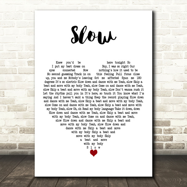 Kylie Minogue Slow White Heart Decorative Wall Art Gift Song Lyric Print