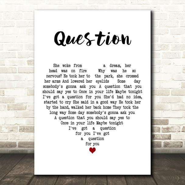 Old 97's Question White Heart Decorative Wall Art Gift Song Lyric Print