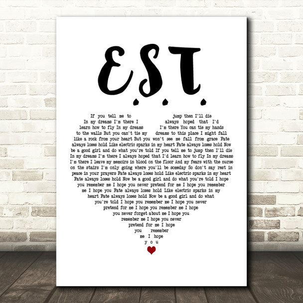 White Lies E.S.T. White Heart Decorative Wall Art Gift Song Lyric Print
