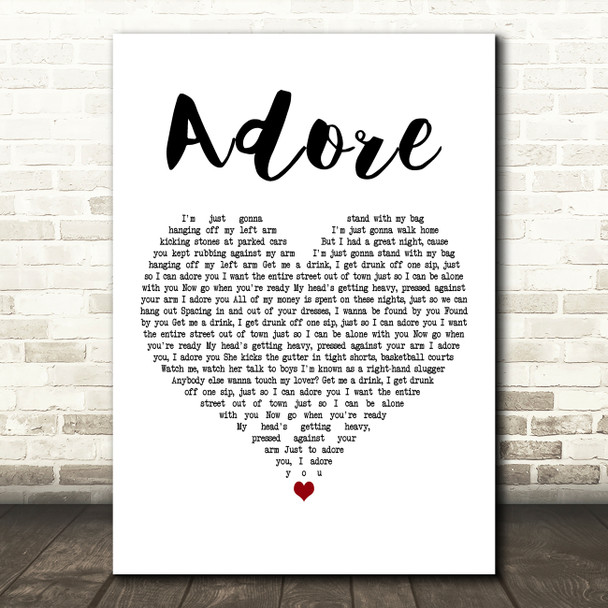 Dean Lewis Adore White Heart Decorative Wall Art Gift Song Lyric Print