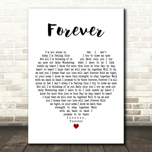 Dee Dee Forever White Heart Decorative Wall Art Gift Song Lyric Print
