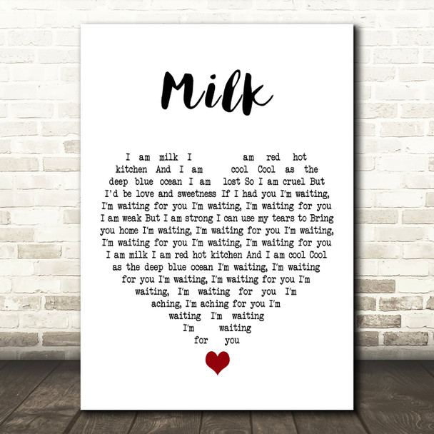 Garbage Milk White Heart Decorative Wall Art Gift Song Lyric Print