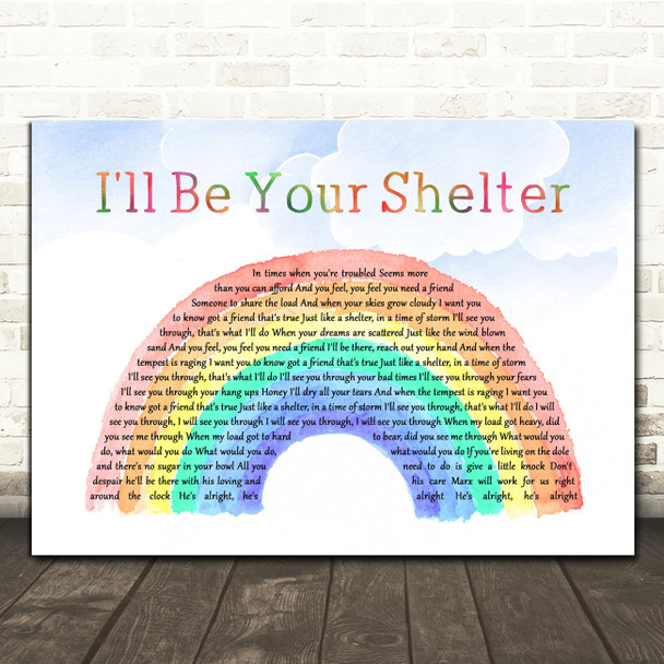 The Housemartins I'll Be Your Shelter (Just Like A Shelter) Watercolour Rainbow & Clouds Song Lyric Print
