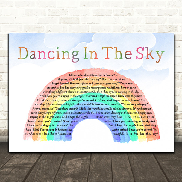 Dani And Lizzy Dancing In The Sky Watercolour Rainbow & Clouds Song Lyric Print