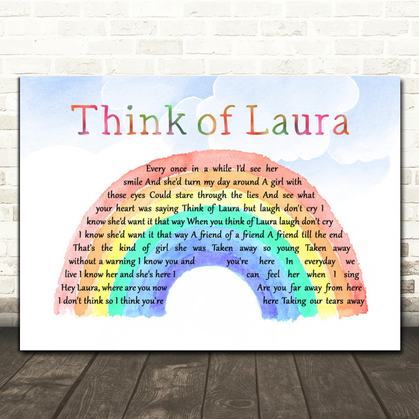 Christopher Cross Think of Laura Watercolour Rainbow & Clouds Song Lyric Print