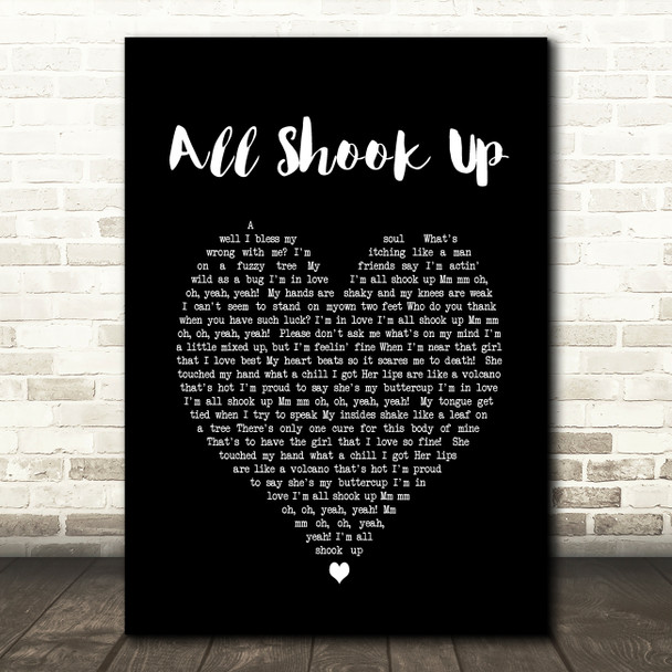 Elvis Presley All Shook Up Black Heart Song Lyric Quote Print
