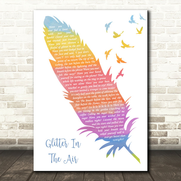 Pink Glitter In The Air Watercolour Feather & Birds Decorative Gift Song Lyric Print